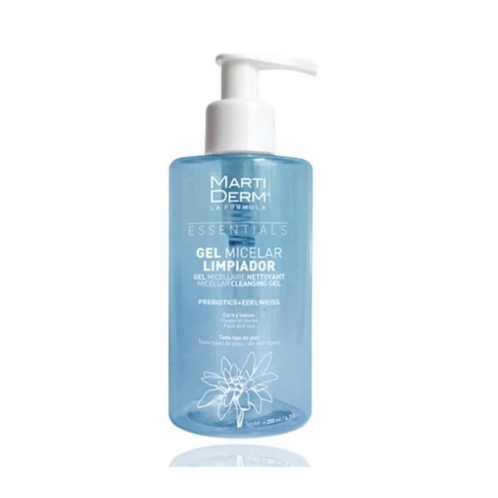 Gel Nettoyant Micellaire - MartiDerm - 200ml - Hydratant - Démaquillant - Tous types de peau