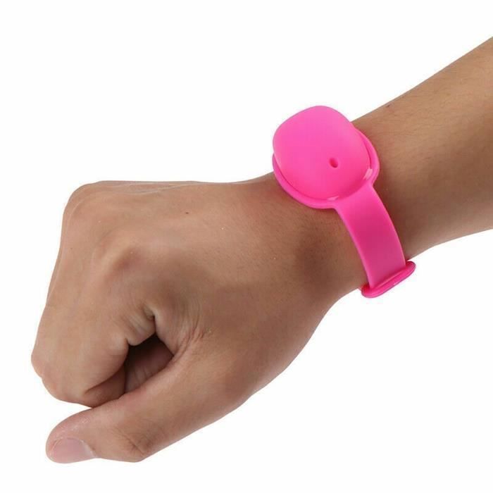 Distributeur bracelet en silicone porte hygiénisant avec bouteille rechargeable