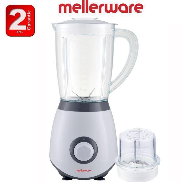 Blender - MELLERWARE - Mixeur 1.5L 600W - Bol incassable - 2 vitesses - Fonction Pulse
