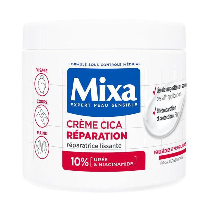 Mixa Crème Cica Reparation Peaux Très Sèches et Rugueuses Visage, Corps, Mains - 400ml