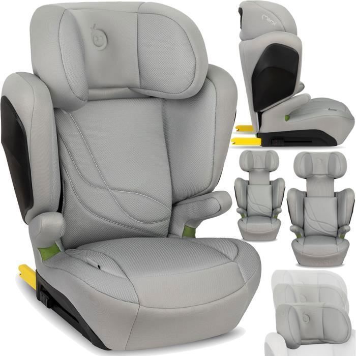 MoMi MEI - Siège auto I-SIZE 100-150 cm - Groupe 2/3 - ISOFIX - Dossier réglable 9 positions - Jusqu’à 36 kg - Gris