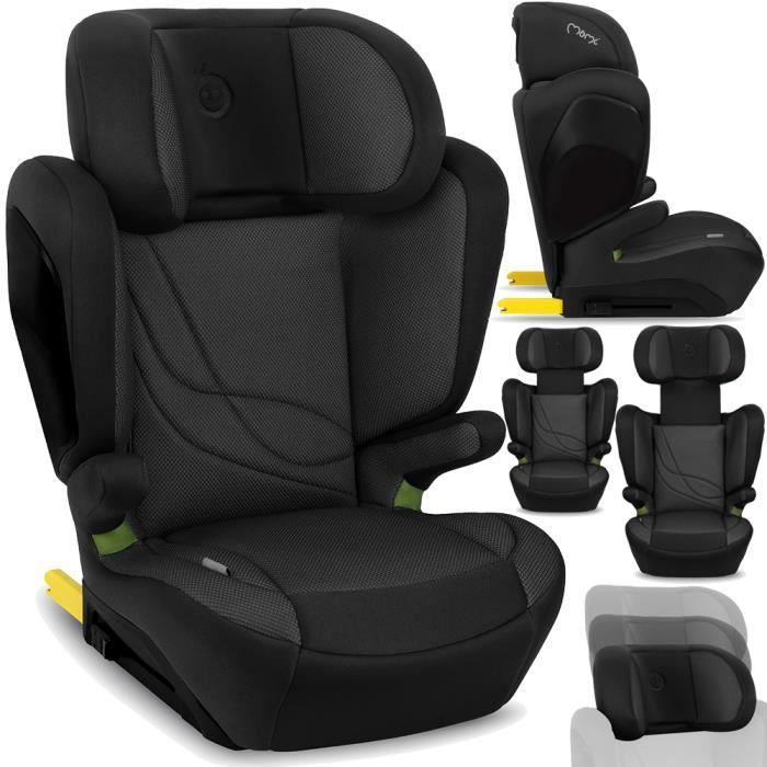 MoMi MEI - Siège auto I-SIZE 100-150 cm - Groupe 2/3 - ISOFIX - Dossier réglable 9 positions - Jusqu’à 36 kg - Noir
