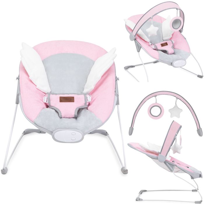 MoMi TULI - Transat Bébé - 8 mélodies - 3 modes de vibration - arche à jouets - Rose