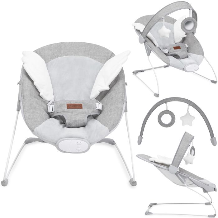 MoMi TULI - Transat Bébé - 8 mélodies - 3 modes de vibration - arche à jouets - Gris
