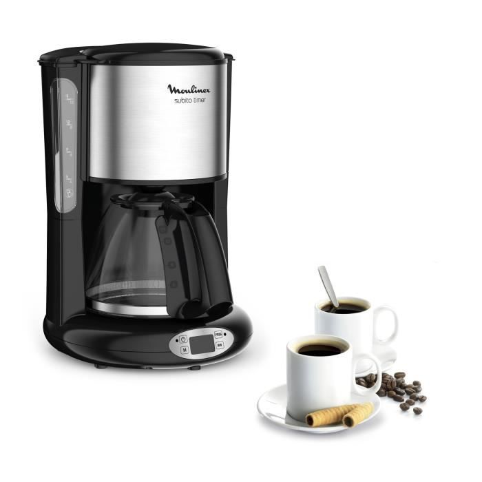 MOULINEX Subito Cafetière filtre, 1,25 L, 10 à 15 tasses de café, Programmable 24 h, Système anti-gouttes FG362810