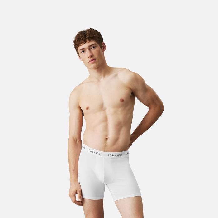 Boxers - Calvin Klein - Lot de 3 - Coton extensible - Blanc - Confort classique