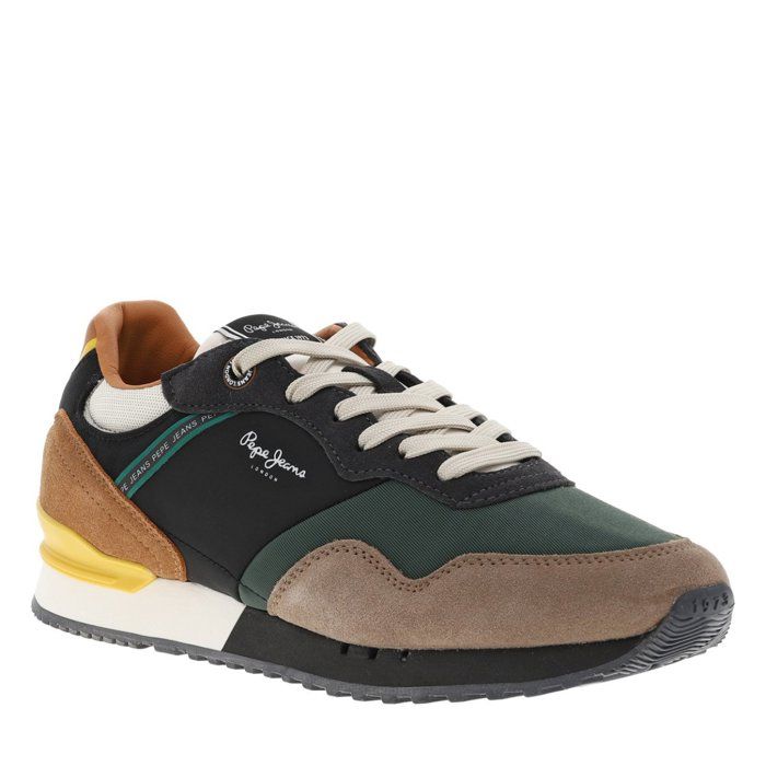 Baskets running multicolores à talon plat et à lacets plats gris