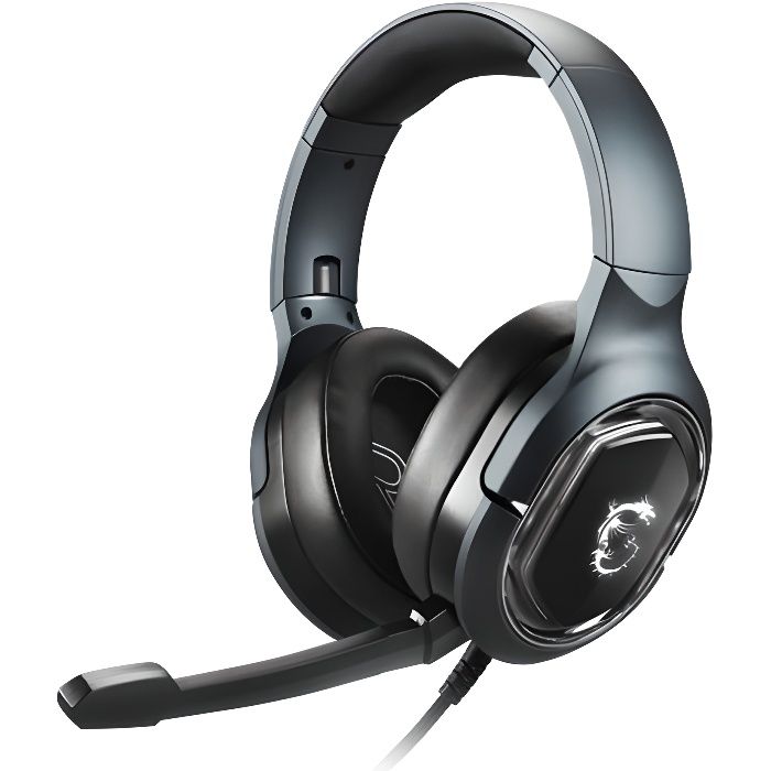Casque Gaming MSI IMMERSE GH50 - Micro-casque filaire USB avec microphone détachable et rétro-éclairage couleur 16M