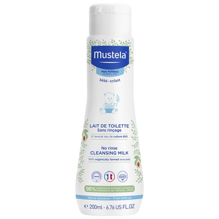 Lait de Toilette - Mustela - Sans Rinçage - 200ml - Hypoallergénique - Bébé