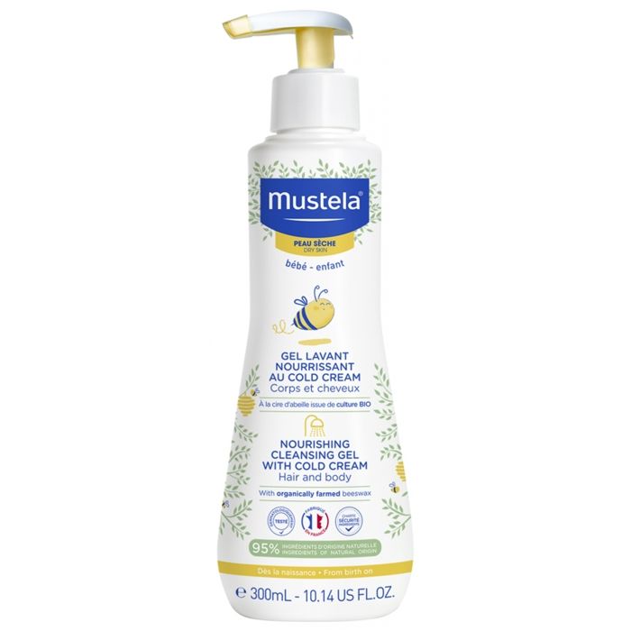 Gel lavant nourissant Cold cream à la cire d'abeille - bio - peaux sensibles - Mustela 300ml