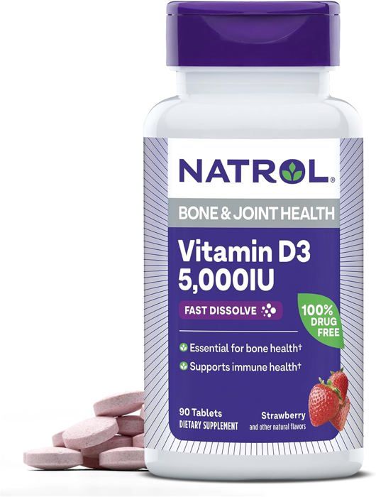 Natrol Vitamine D3 - Vitamines - Suppléments - Fraise 90 Comprimés