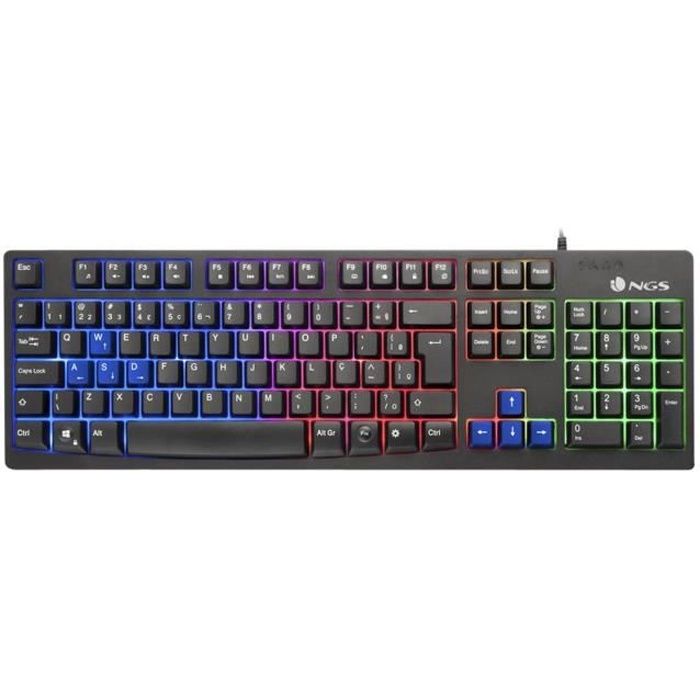 Clavier Gamer - NGS - GKX-300 - Rétroéclairé - USB 2.0 - Noir - PC, Windows