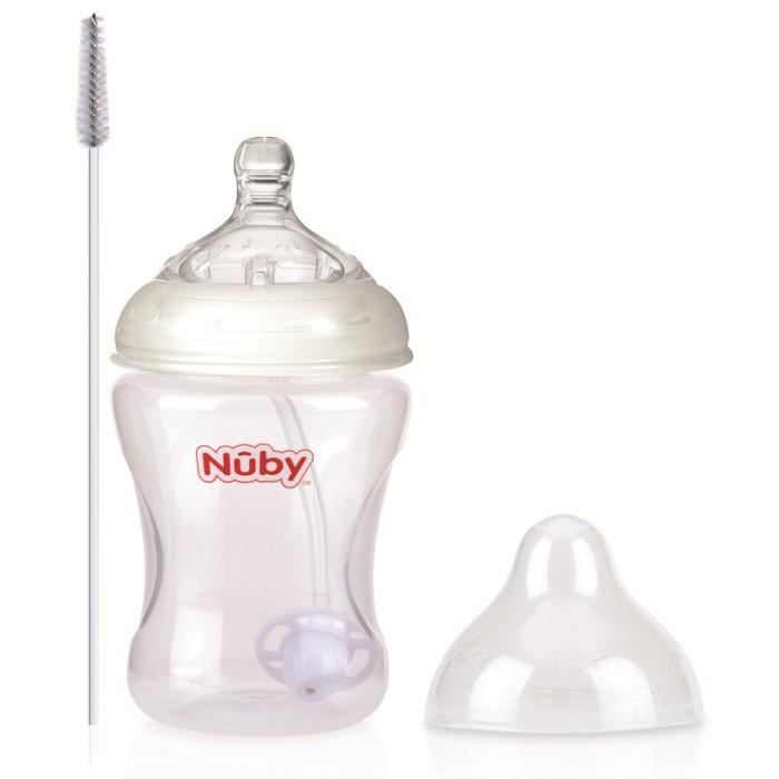 NUBY Biberon souple en silicone et paille 360° - 0m+