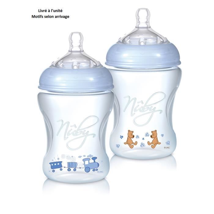NUBY Biberon PP 240ml Bleu 3m+