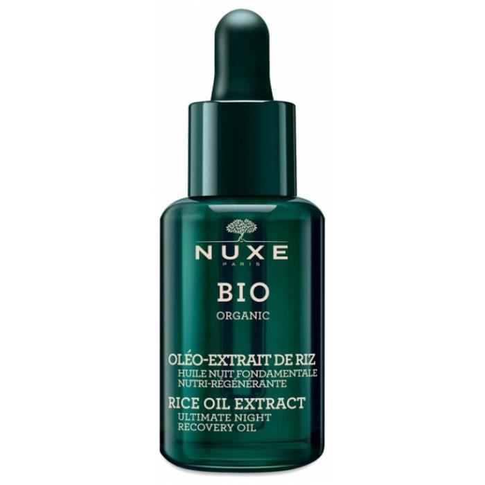 Nuxe Bio Huile Nuit Fondamentale Nutri-Régénérante Oléo-Extrait de Riz 30ml