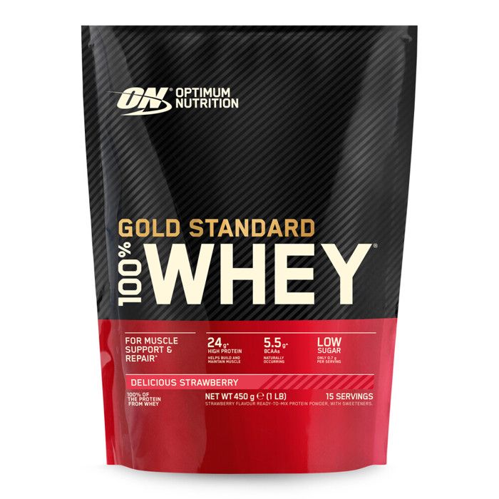 100% Whey Gold Sta 450g Fraise délicieuse Optimum Nutrition Proteine