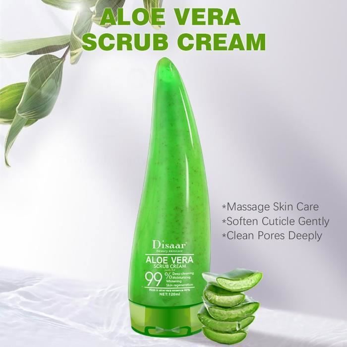120ml Gel d'Aloe Vera, Gel Hydratant, 99% Bio Gel Hydratant Visage & Corps Cheveux Crème, Aloe Vera Après Soleil, Masque Aloe Vera