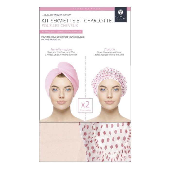 Kit Serviette & Charlotte "Cheveux" 60cm Rose