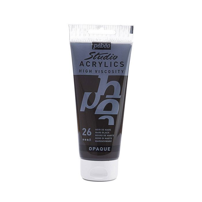 Peinture Acrylique - Pébéo - Studio - Noir de Mars - 100 ml - Satiné - Professionnel