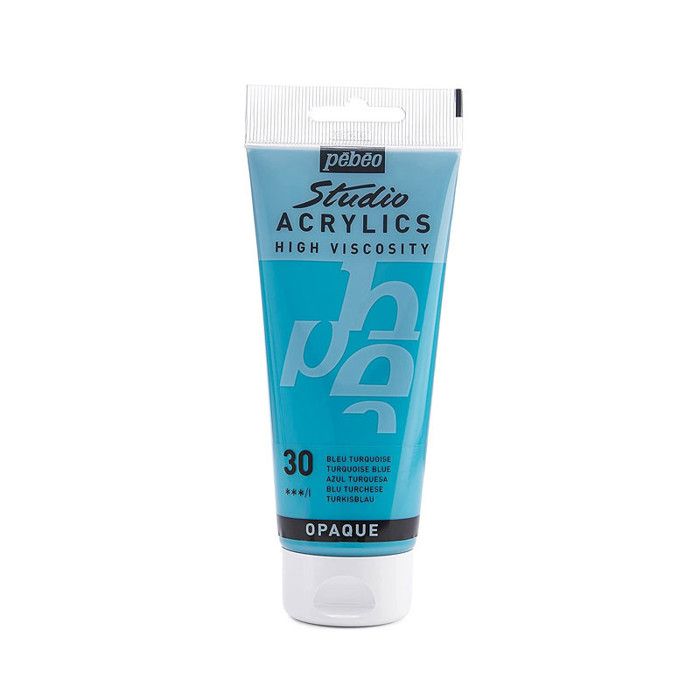 Peinture acrylique - Pébéo - Studio Acrylic - Bleu turquoise - 100 ml - Satiné