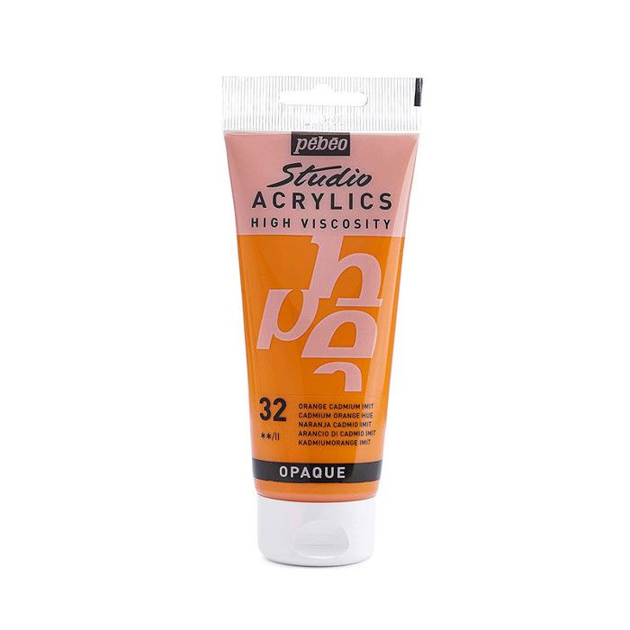 Peinture Acrylique - Pébéo - Studio - Orangé Cadmium - 100 ml - Satiné - Mixte