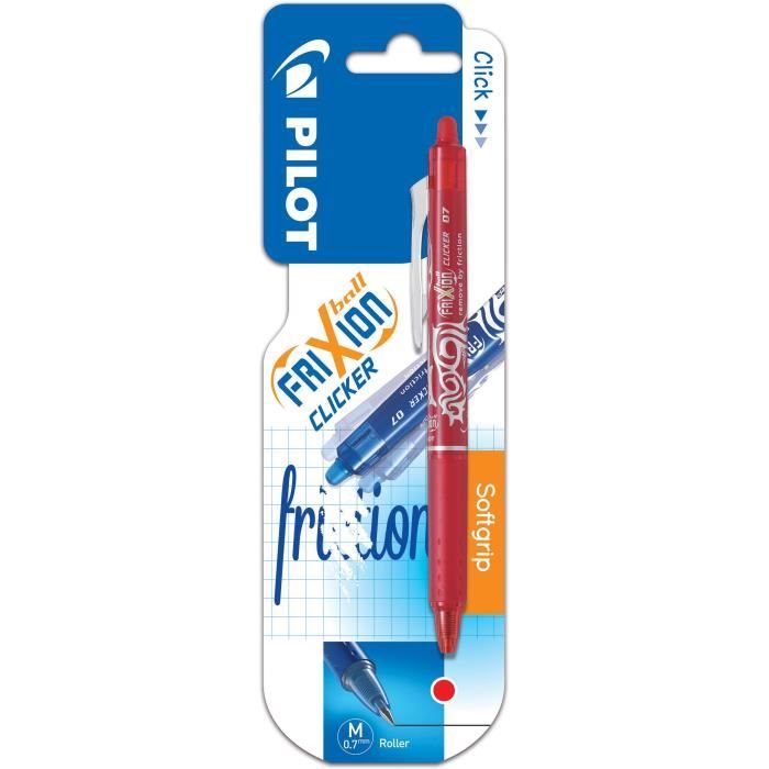 PILOT - Roller effacable - Frixion Ball Clicker X1 - Pointe Moyenne - Encre rouge