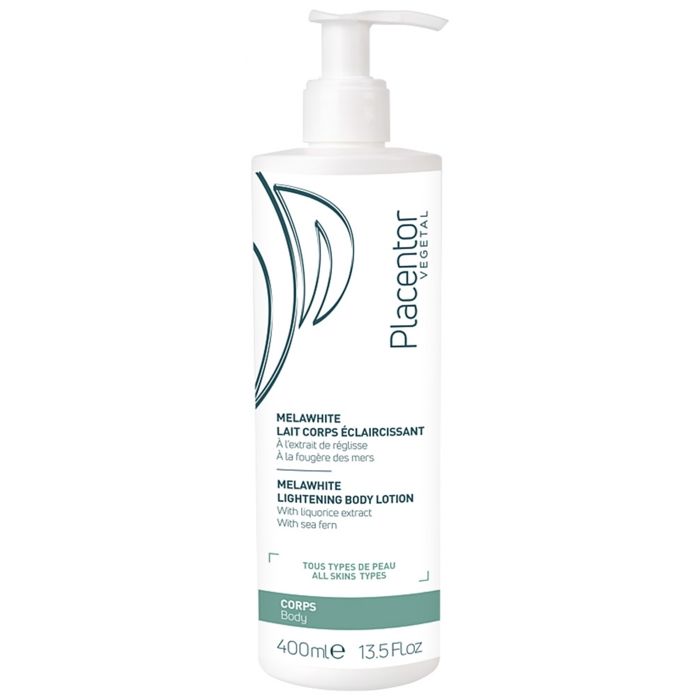 Lait corporel éclaircissant - PLACENTOR - MelaWhite - 400ml - Sans parabène - Peaux noires et métissées