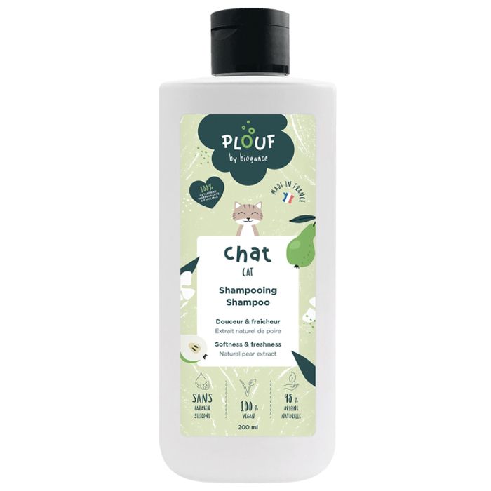 Shampooing pour chat - Plouf - 200 ml - Extrait de Poire - Triple action - Tous pelages