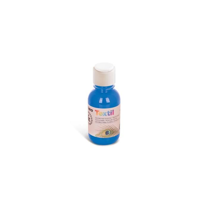 Peinture textile - Primo - 410TX125501 - 125ml - Couleur cyan - Bouchon Flux Control