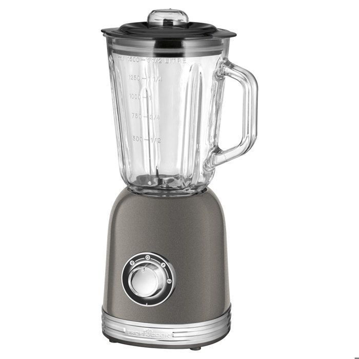 Blender Mixeur, Vintage, 1,5 Litre, 2 Vitesses + Turbo, sans BPA, Ice Crusher Proficook UM 1195 800W Gris 9558