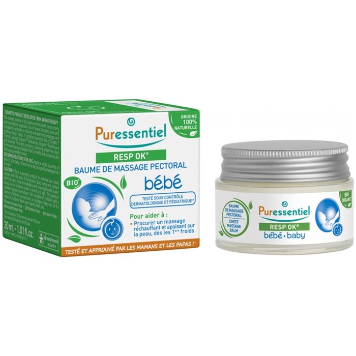 Puressentiel Nouveau Pack : Baume de Massage Pectoral Bébé Resp'Ok® - 30 ml