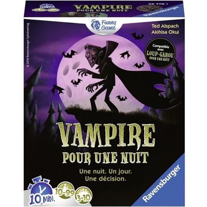 Vampire pour une nuit, Jeu de carte et de rôle, Dès 10 ans, Durée 30 min, RAVENSBURGER