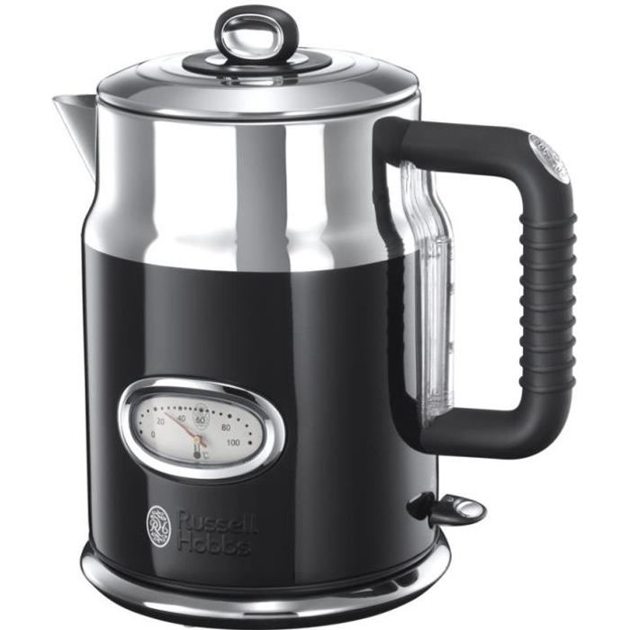 RUSSELL HOBBS 21671-70 Bouilloire Electrique 1,7L Rétro Vintage, Rapide, Niveau Eau Visible, Bec Verseur, Couvercle Amovible - Noir