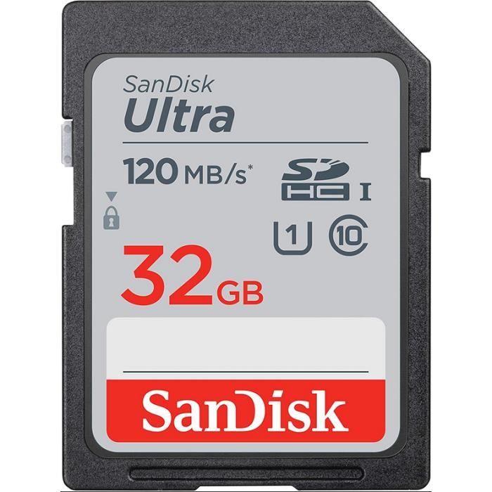 Carte mémoire SD Sandisk SDHC ULTRA 32GO 120Mo/s