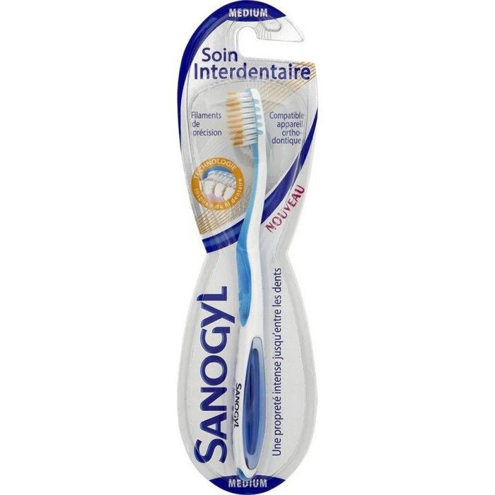 Brosse à dents - Sanogyl - Soin Interdentaire Medium - Lot de 4 - Filaments extra-fins - Protection gencives