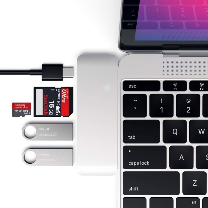 TYPE-C USB PASSTHROUGH HUB SILVER