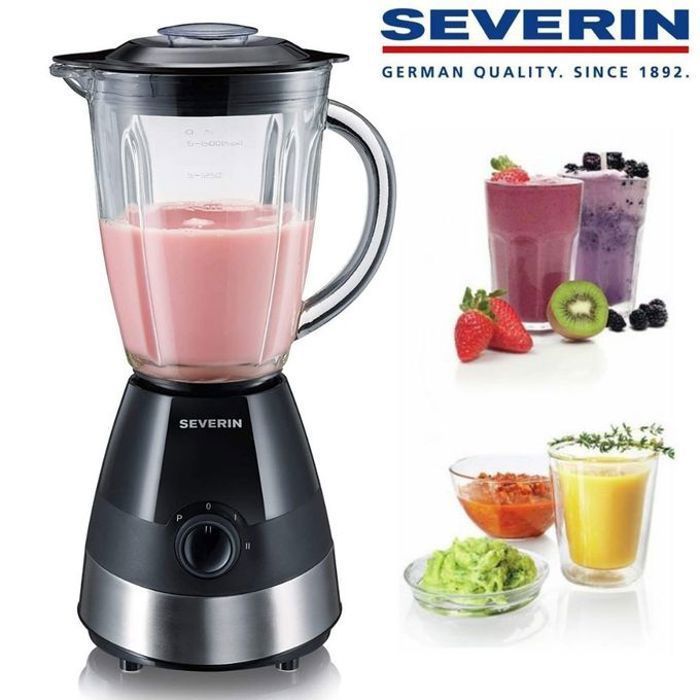 Mixeur-blender SEVERIN SM3718 1.5 L - noir, inox brossé - 2 vitesses + fonction pulse