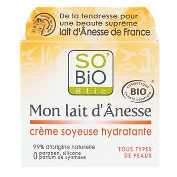 Crème hydratante - SOBIO Etic - Lait D'annesse - 50ML - 99% d'origine naturelle - Sans paraben