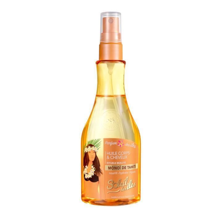 Huile corps et cheveux - SOLEIL DES ILES - Parfum des îles - Sans parabène - 200 ml