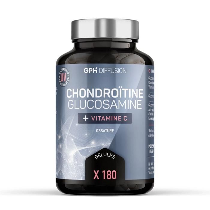 180 gelules de notre complexe Chondroïtine + Glucosamine dosées à 478.5 mg