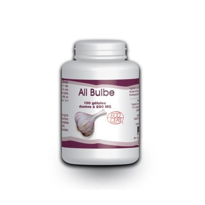 Ail : gélules naturelles d'Ail pour améliorer votre bien-être Boite 100 gélules de 280 mg de plante.