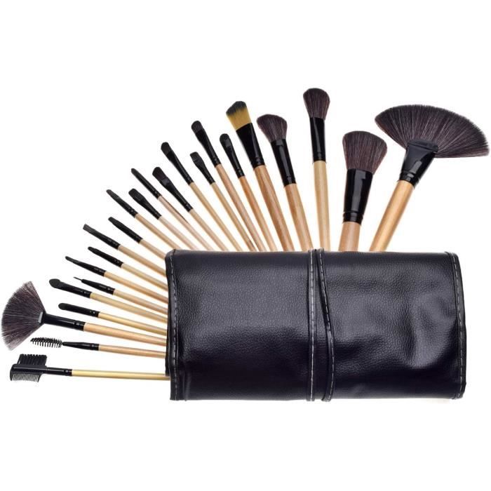 Lot de 24 pinceaux de maquillage professionnels avec étui en cuir[S292]