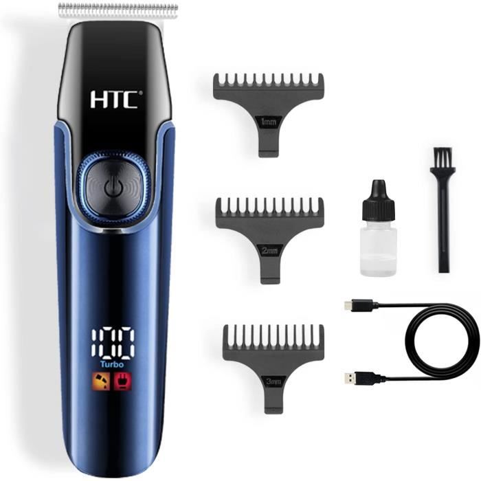 HTC Tondeuse à Cheveux Hommes, Tondeuse Barbe avec 2 Réglages de Vitesse, Tondeuse Cheveux Rasoir sans fil Rechargeable par USB 150