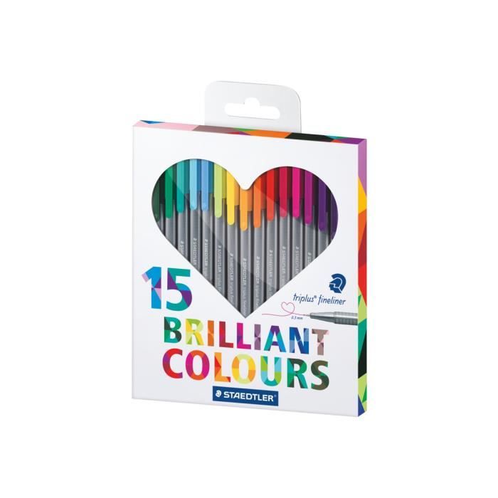 STAEDTLER triplus 334 Feutre fin couleurs assorties encre à l'eau 0.3 mm très fin pack de 15