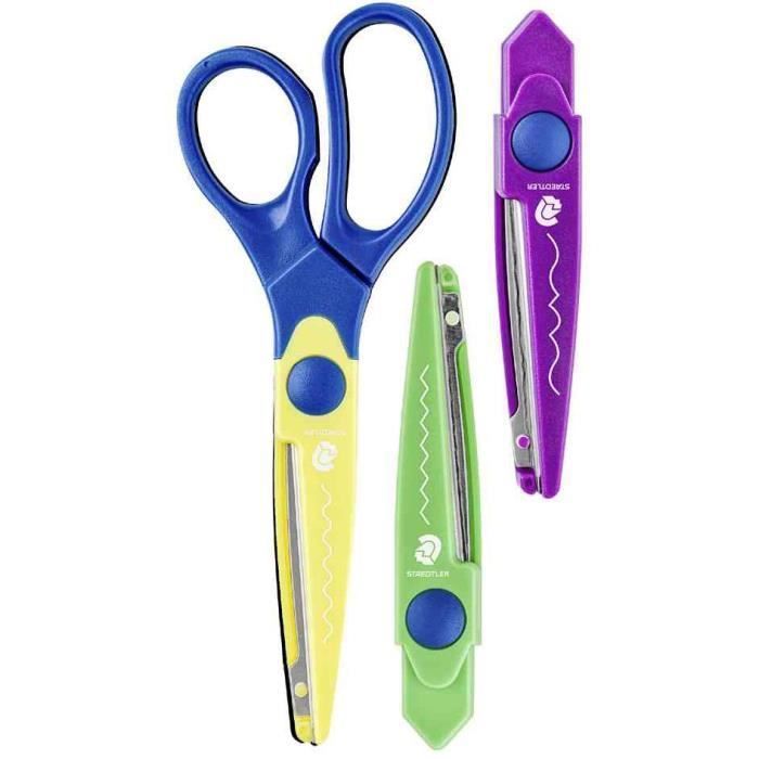 Ciseaux cranteurs - STAEDTLER - Design Journey - Set de 3 - Lames interchangeables - Motifs zigzag et vagues