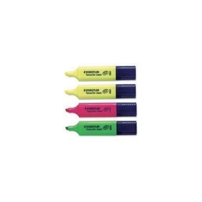 Blister de 3+1 surligneurs Textsurfer 2 jaune,1 rose,1 vert.