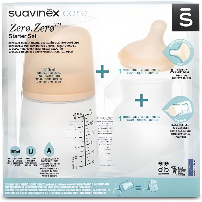 Suavinex Biberon Pack Zerø Zerø Débit Moyen 180ml