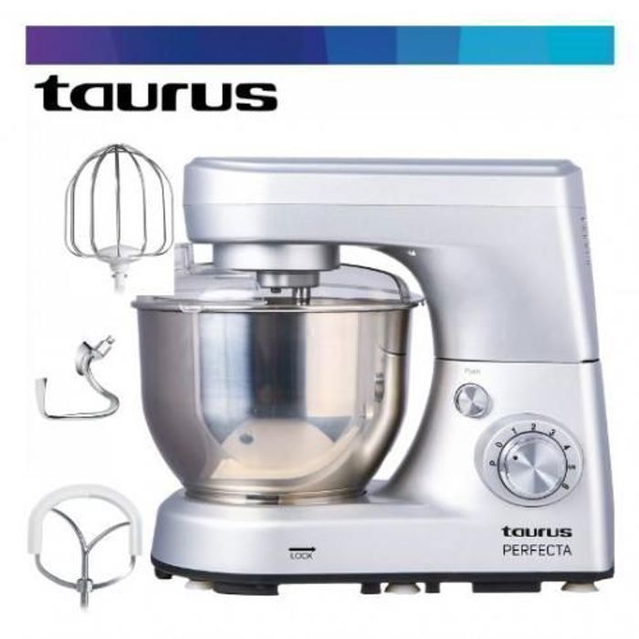 Robot pétrin multifonctions - Taurus - Perfecta - 1000W - 6 vitesses - Bol inox 5L
