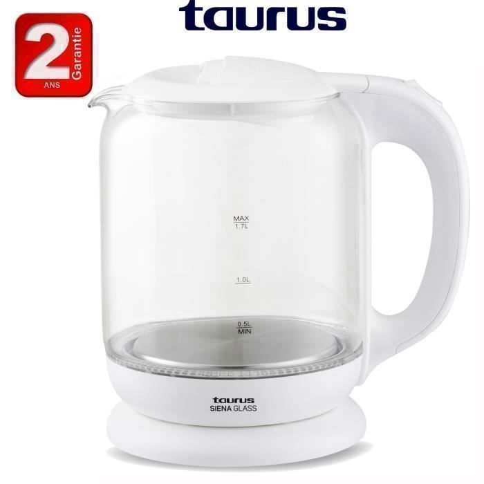 Bouilloire en verre - Siena Glass - 1.7L - 2200 Watts - Arrêt automatique - Socle 360°