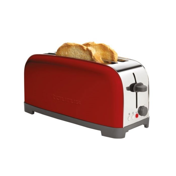 Grille-pain - TAURUS - Vintage Red - 2 fentes extra longues - 6 niveaux de brunissement - 1 400 W